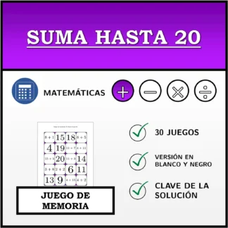 Juego de memoria: Suma hasta 20