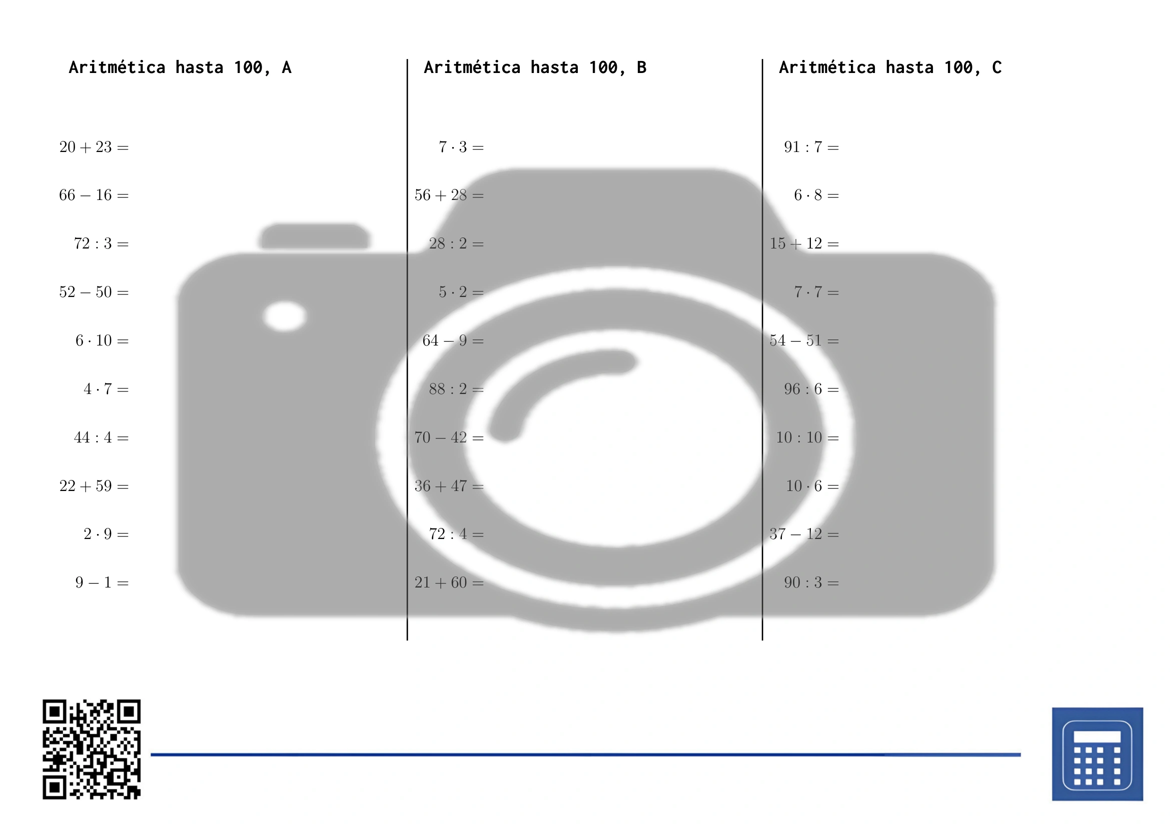 Hoja de trabajo: Aritmética hasta 100 - Imagen 2