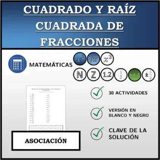 Ejercicio de asociación: Cuadrado y raíz cuadrada de fracciones