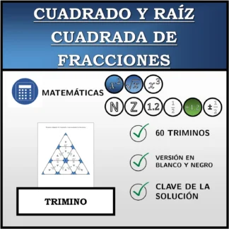 Trimino: Cuadrado y raíz cuadrada de fracciones