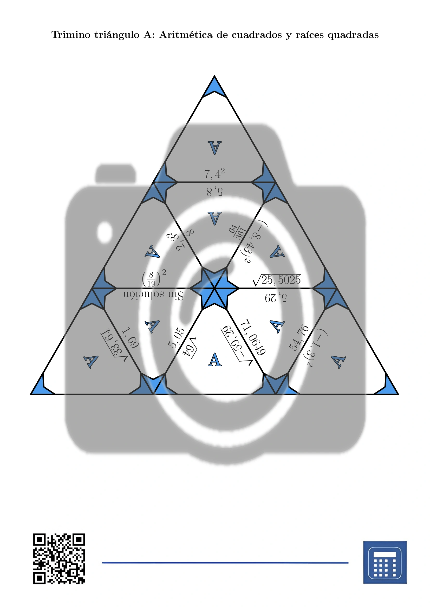 Trimino: Aritmética de cuadrados y raíces quadradas - Imagen 2