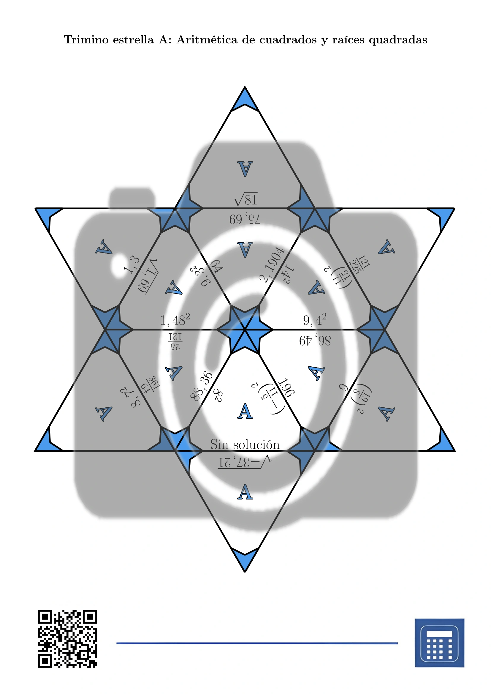 Trimino: Aritmética de cuadrados y raíces quadradas - Imagen 4