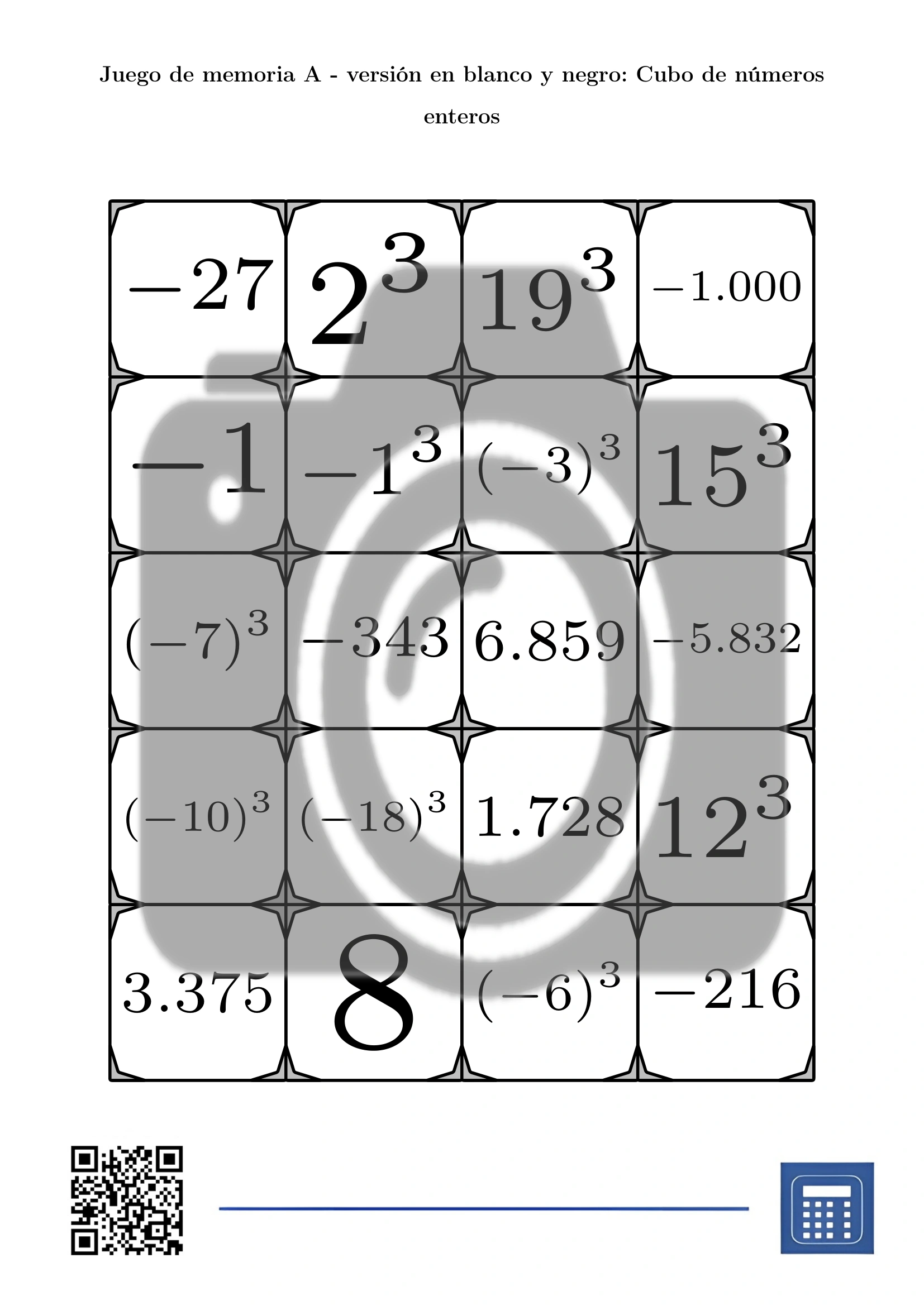Juego de memoria: Cubo de números enteros - Imagen 3