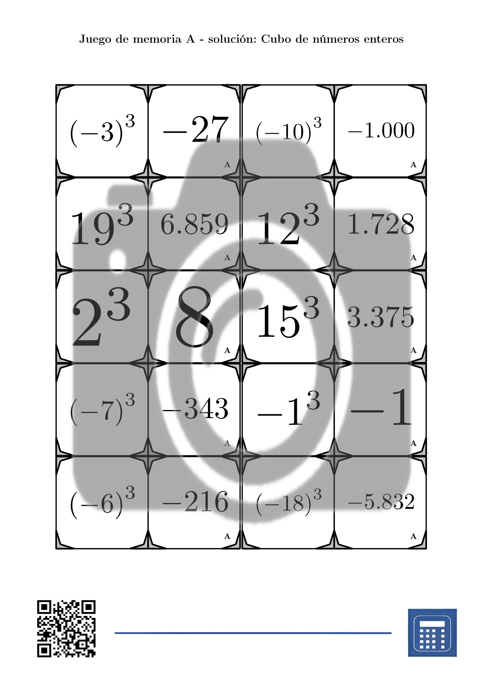 Juego de memoria: Cubo de números enteros - Imagen 4