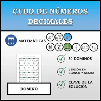 Dominó: Cubo de números decimales