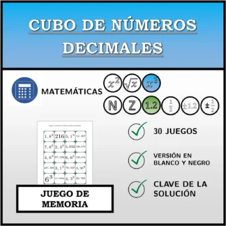 Juego de memoria: Cubo de números decimales