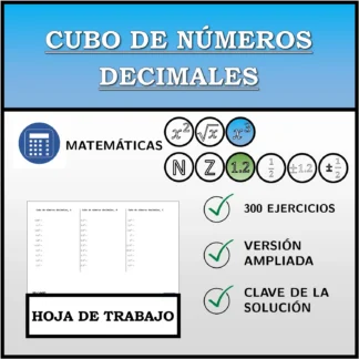 Hoja de trabajo: Cubo de números decimales