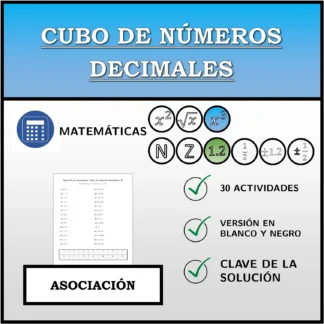 Ejercicio de asociación: Cubo de números decimales