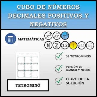 Tetrominó: Cubo de números decimales positivos y negativos