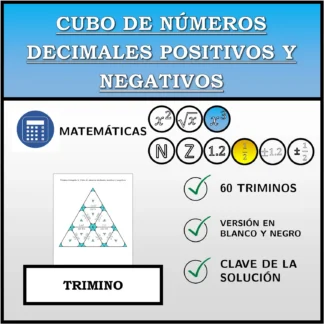 Trimino: Cubo de números decimales positivos y negativos