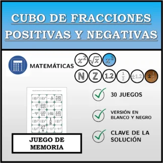 Juego de memoria: Cubo de fracciones positivas y negativas