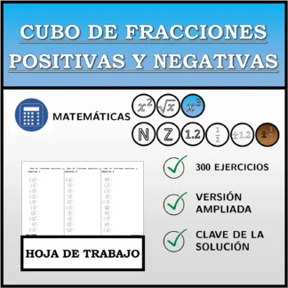 Hoja de trabajo: Cubo de fracciones positivas y negativas