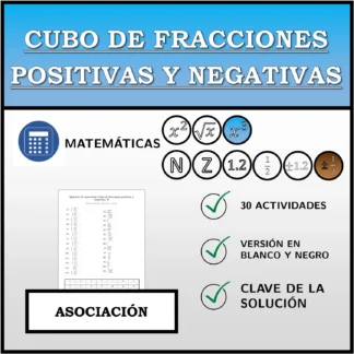 Ejercicio de asociación: Cubo de fracciones positivas y negativas