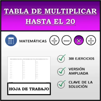 Hoja de trabajo: Tabla de multiplicar hasta el 20