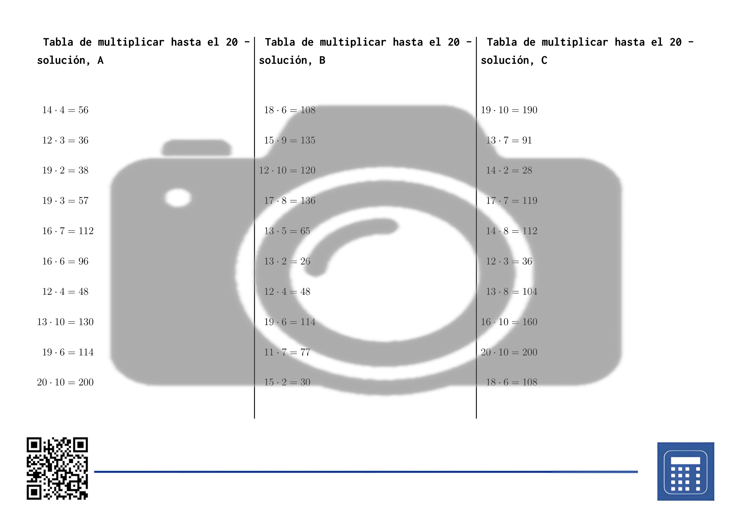 Hoja de trabajo: Tabla de multiplicar hasta el 20 - Imagen 4
