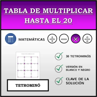 Tetrominó: Tabla de multiplicar hasta el 20