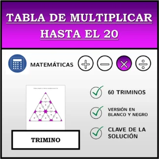 Trimino: Tabla de multiplicar hasta el 20