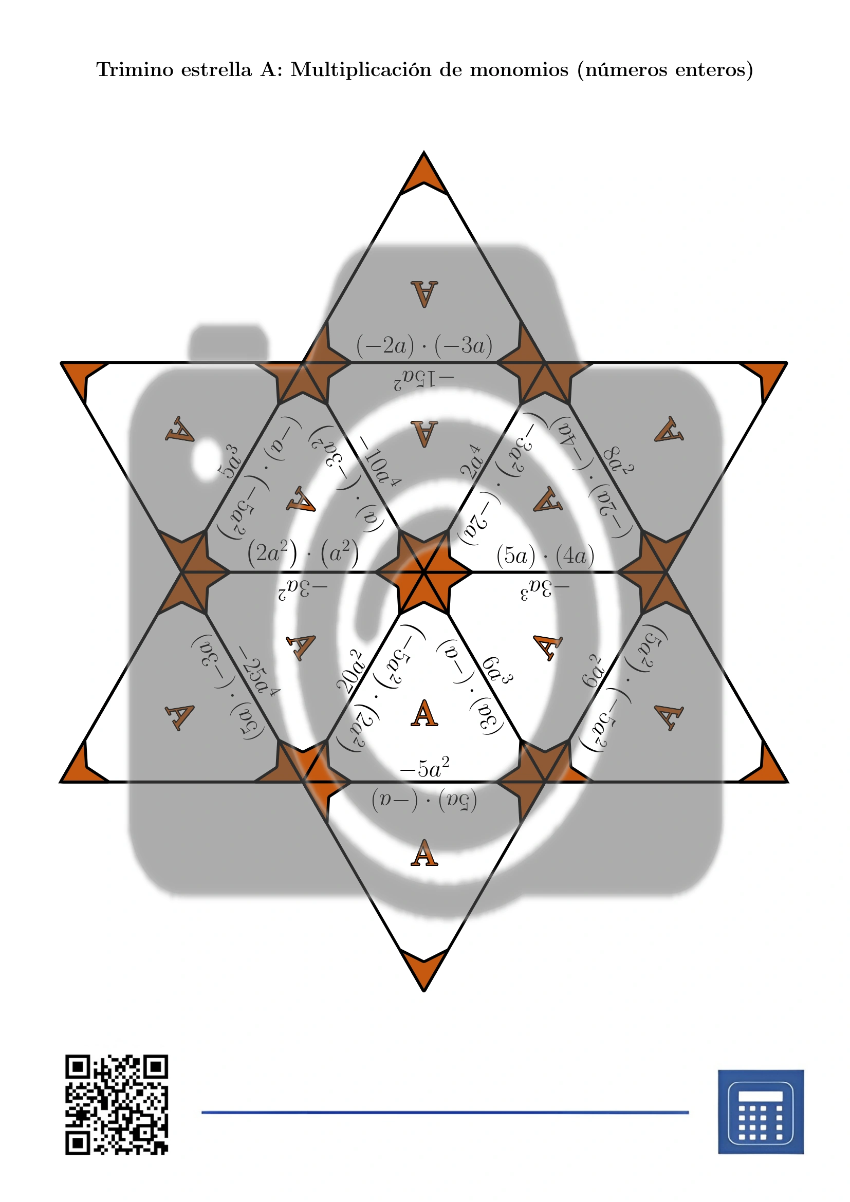 Trimino: Multiplicación de monomios (números enteros) - Imagen 4