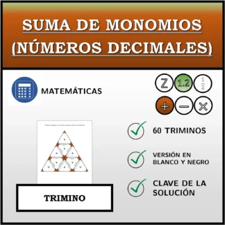Trimino: Suma de monomios (números decimales)