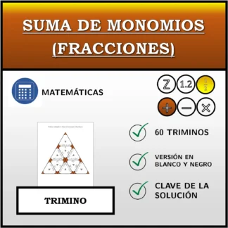 Trimino: Suma de monomios (fracciones)