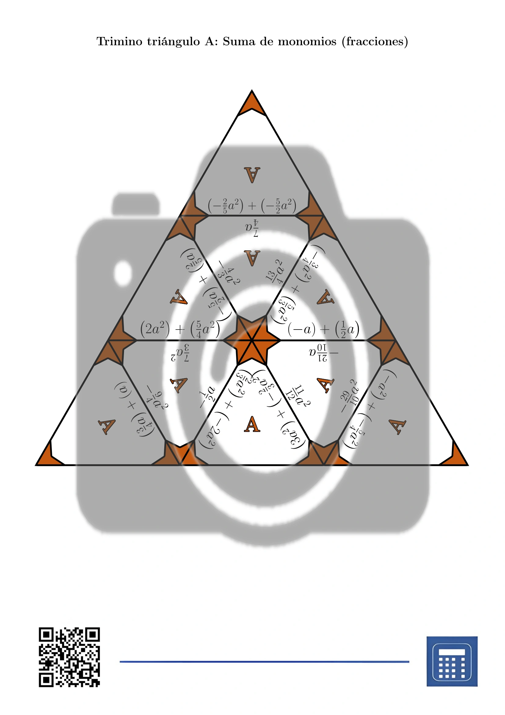 Trimino: Suma de monomios (fracciones) - Imagen 2
