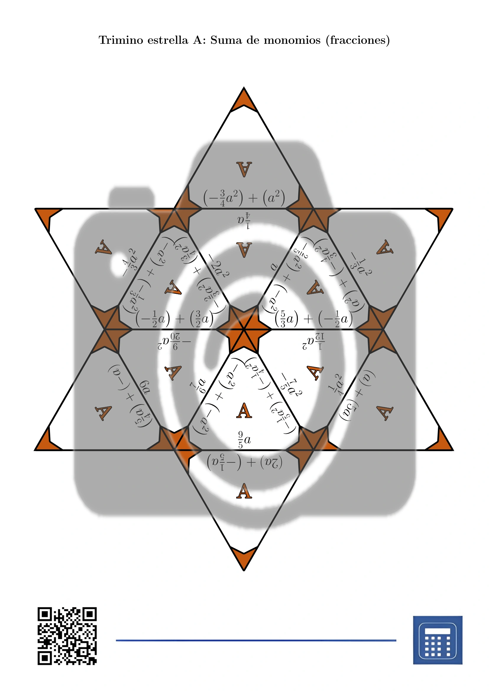 Trimino: Suma de monomios (fracciones) - Imagen 4