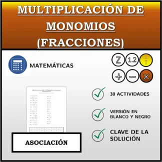 Ejercicio de asociación: Multiplicación de monomios (fracciones)