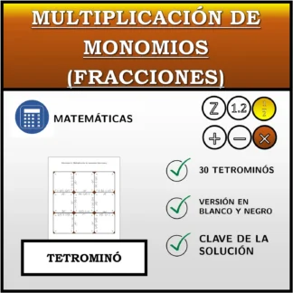 Tetrominó: Multiplicación de monomios (fracciones)