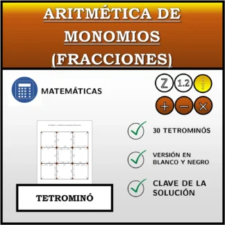 Tetrominó: Aritmética de monomios (fracciones)