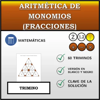 Trimino: Aritmética de monomios (fracciones)