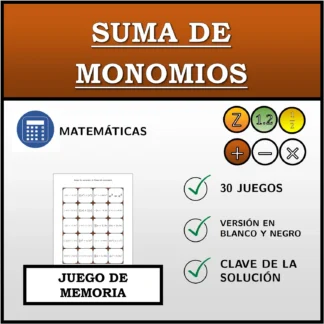 Juego de memoria: Suma de monomios