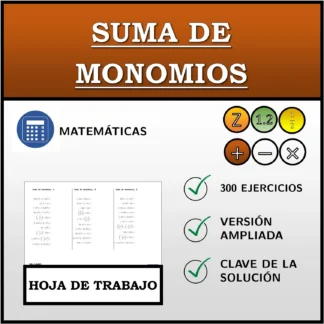 Hoja de trabajo: Suma de monomios