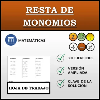 Hoja de trabajo: Resta de monomios