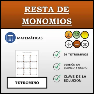 Tetrominó: Resta de monomios