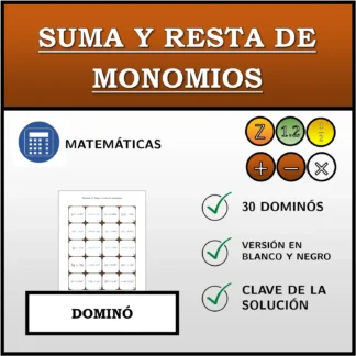 Dominó: Suma y resta de monomios