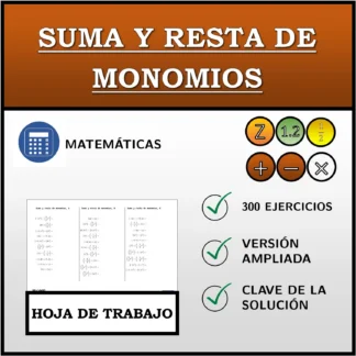 Hoja de trabajo: Suma y resta de monomios