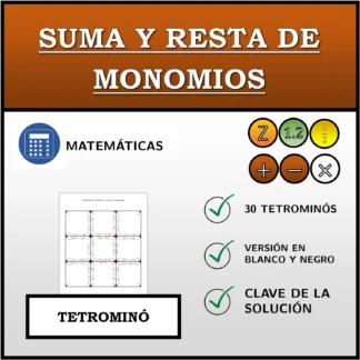 Tetrominó: Suma y resta de monomios