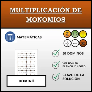 Dominó: Multiplicación de monomios