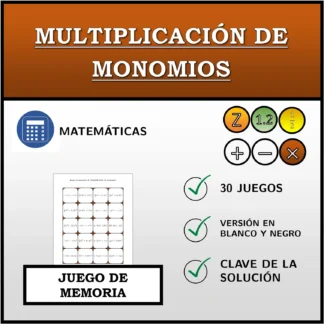 Juego de memoria: Multiplicación de monomios