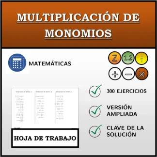 Hoja de trabajo: Multiplicación de monomios