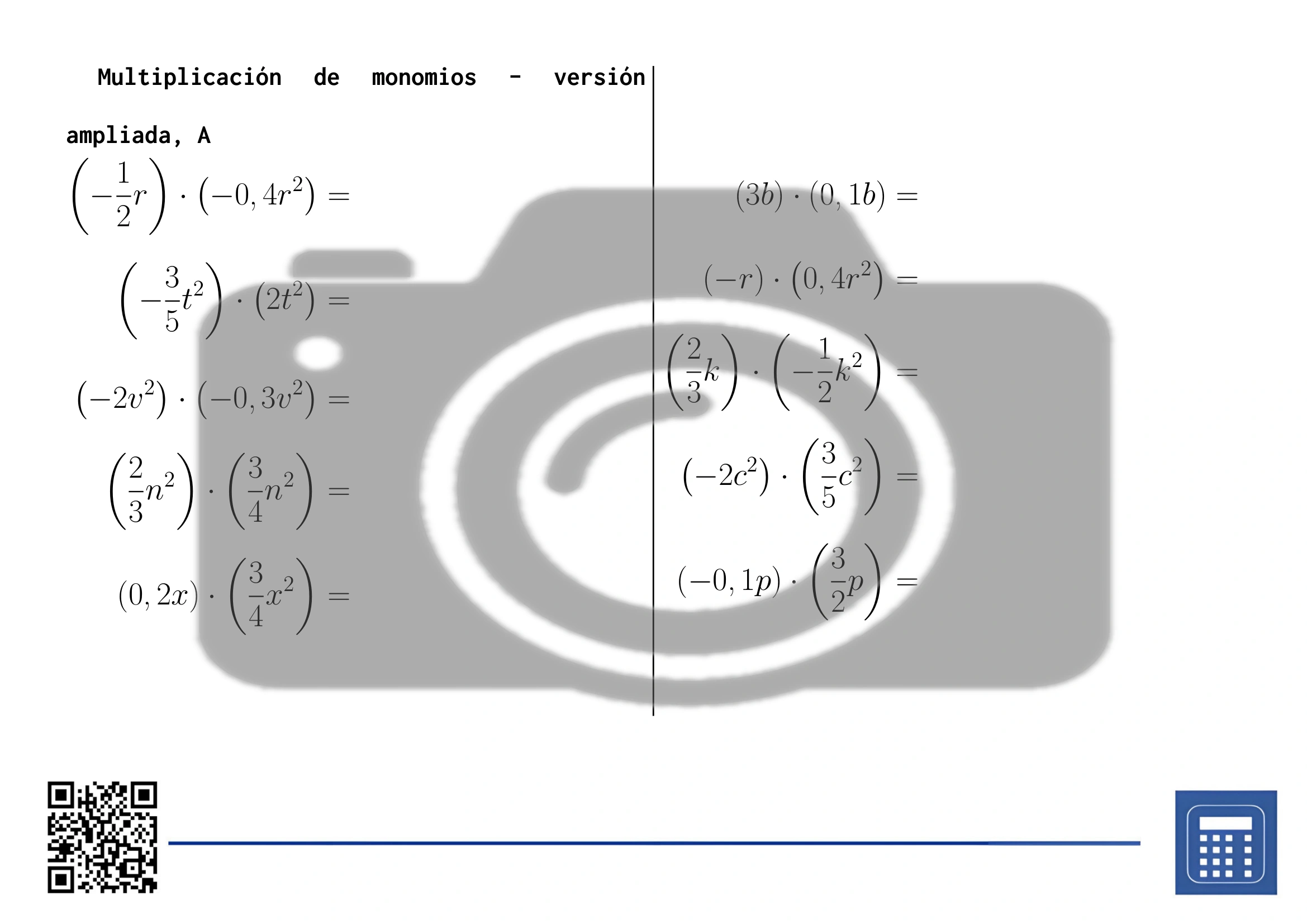 Hoja de trabajo: Multiplicación de monomios - Imagen 3