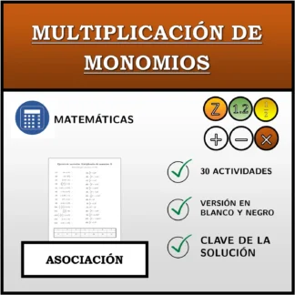 Ejercicio de asociación: Multiplicación de monomios