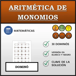 Dominó: Aritmética de monomios