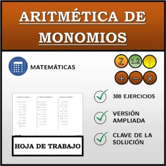 Hoja de trabajo: Aritmética de monomios