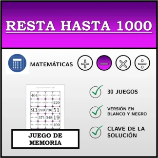 Juego de memoria: Resta hasta 1000