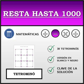Tetrominó: Resta hasta 1000
