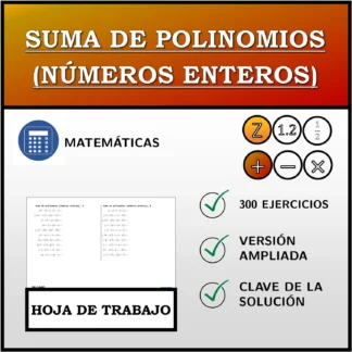 Hoja de trabajo: Suma de polinomios (números enteros)