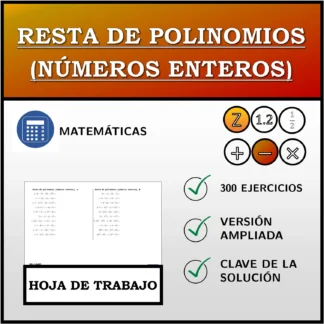 Hoja de trabajo: Resta de polinomios (números enteros)