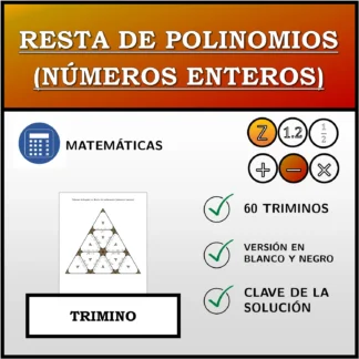 Trimino: Resta de polinomios (números enteros)