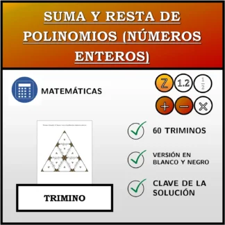 Trimino: Suma y resta de polinomios (números enteros)